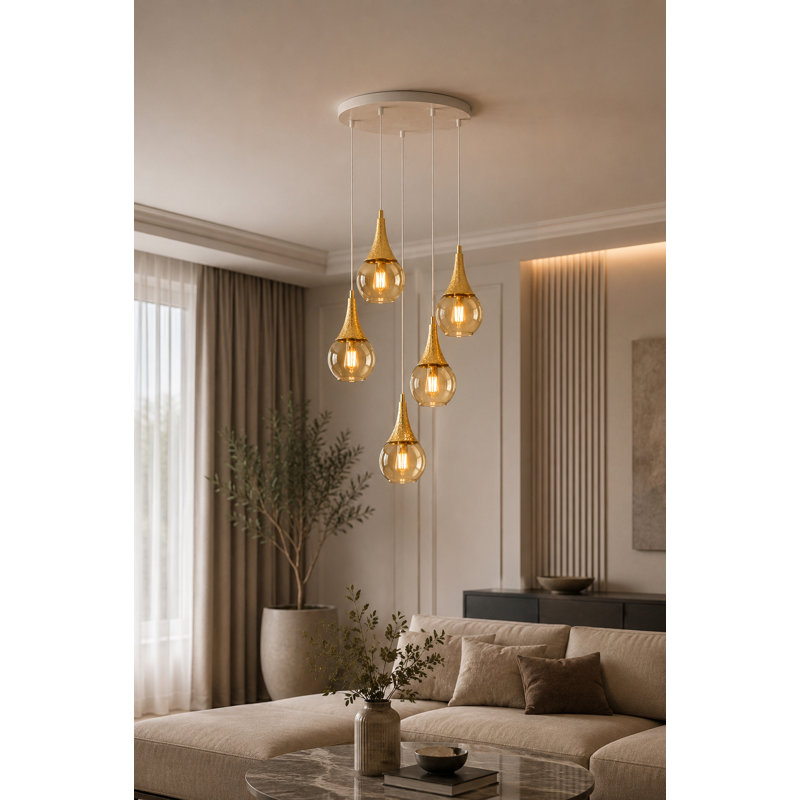 Creekmore 5 - Light Cluster Pendant, Gold, White/Gold