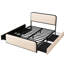 Lit très grand moderne en métal beige avec tête de lit tapissier incurvée et 4 tiroirs, structure de surface confortable sous la peau, assemblage facile