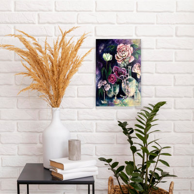 Butterfly Galaxy Flowers by Renee Machan Cottagecore - Wrapped Canvas Print