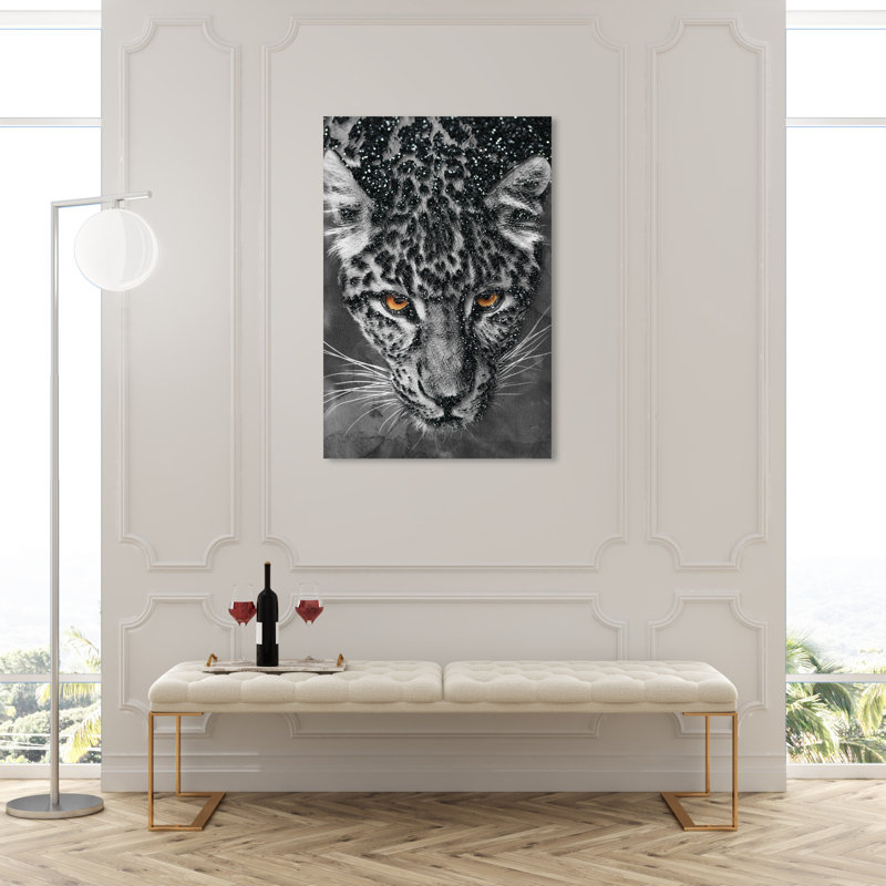 «Animals Leopard Spots Glitter Feline», impression sur toile, H 45 po x l 30 po, Toile tendue