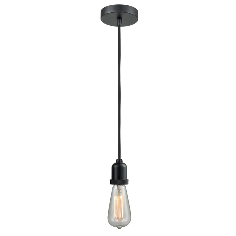 Luminaire suspendu pour une seule ampoule 1 lumières Webber, Noir mat / noir