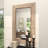 Wood Floral Brown Wall Mirror with Detailed Cream Carvings