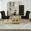 Ensemble de table de salle à manger de luxe noir et doré avec chaises en velours noir-619394625