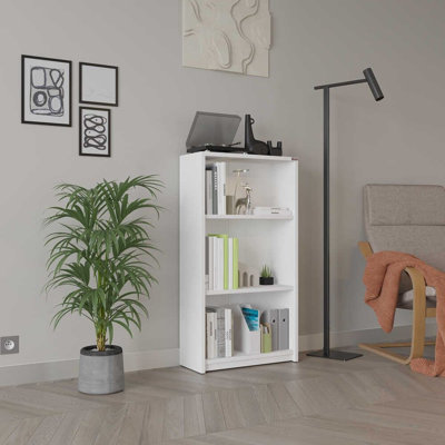 Stylish White Bookshelf, 22.8 x 41.7 x 9.1 inches | 100% Melamine Coated Particle Board, Durable and Elegant | Numerous Shelves, Wall-Mountable Design | Perfect for Home Office, Living Room & Study Spaces