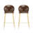 Kira Indoor Upholstered Bar Stool, Dark Brown Faux Leather With Metal Frame, Set Of 2