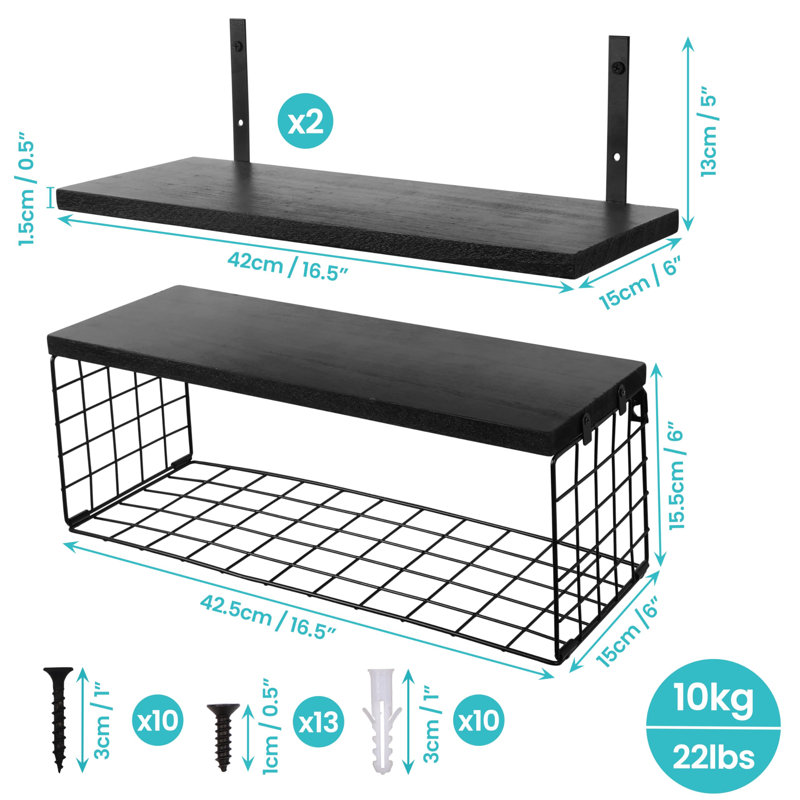Ryne 3 Piece Accent Shelf, Black