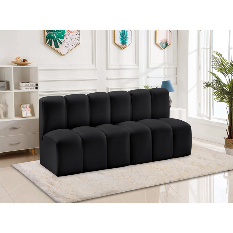 Ishti Upholstered 60'' Loveseat, Black Vegan Leather
