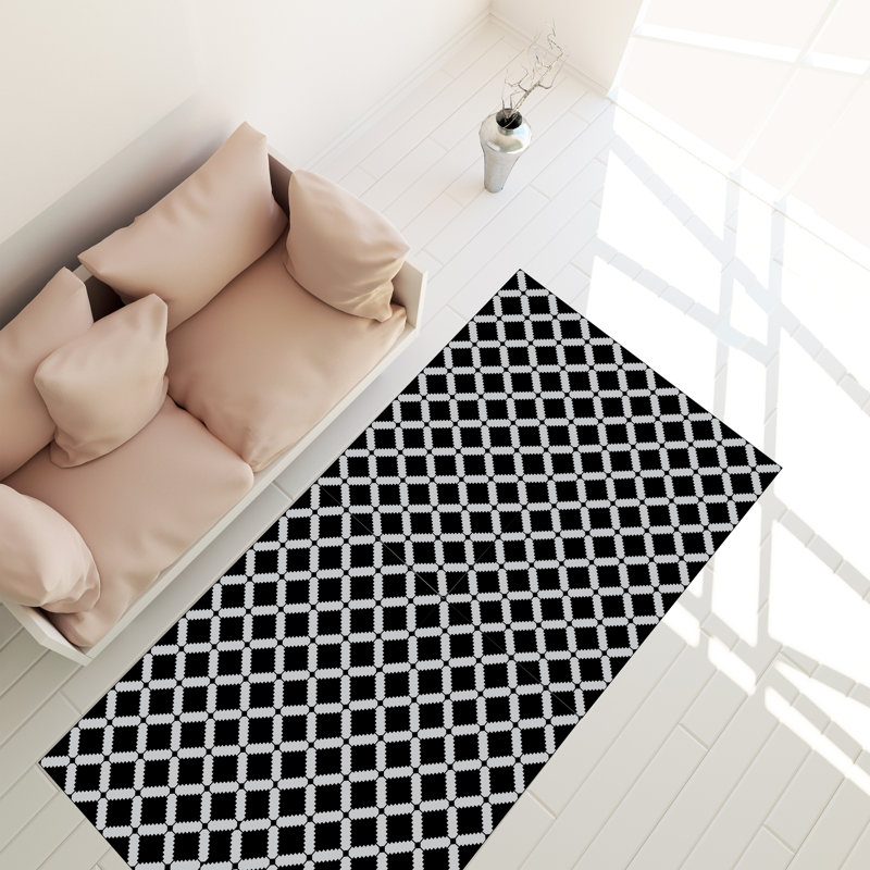 Verano Modern Geometric Stencil Pattern Rug Kitchen Mat - 120cm x 60cm