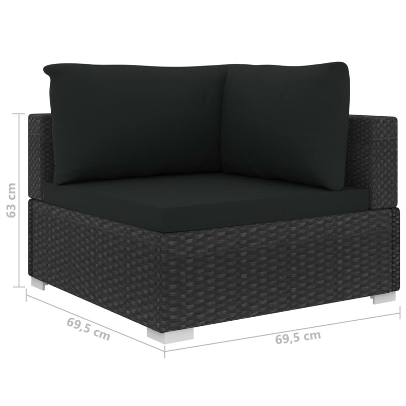 Canapé modulaire 10 pièces Fabrienne, Structure noire / coussin noir