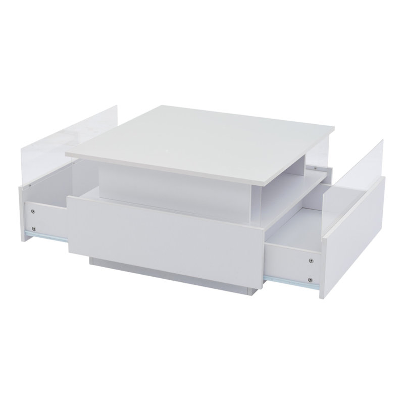 Charvez Pedestal Coffee Table with Storage, White
