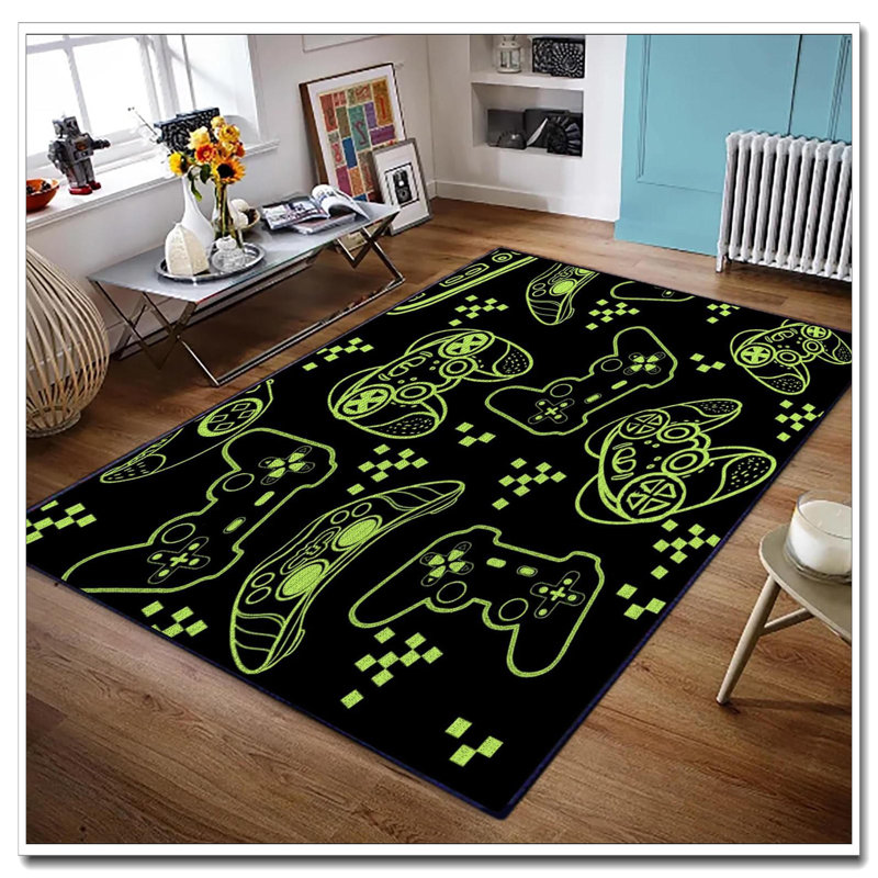59"X39" Yellow 3D Gaming Rug - Game Controller Carpet For Boys' Bedroom Teen Room Living Room Playroom Decor