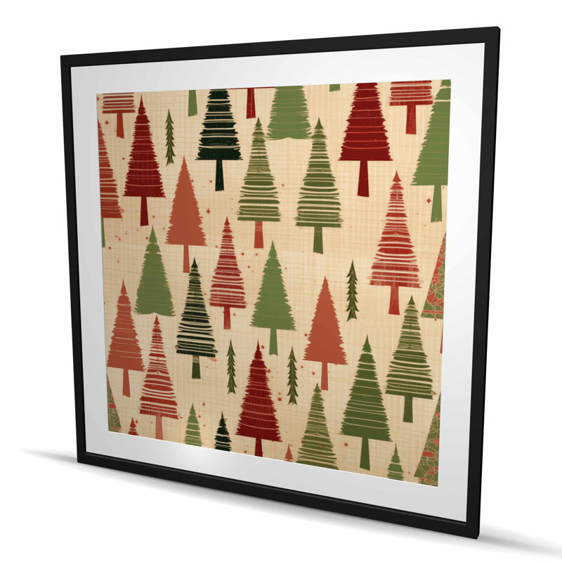 Motif de sapin de Noël - imprimé turquoise encadré