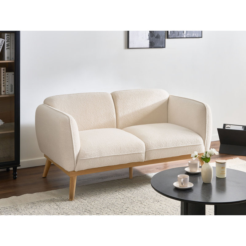 Sofa 2 Seater Tamirra Boucle Light Beige, Beige Boucle