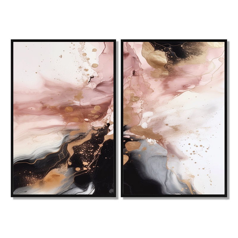Goodwyn - art mural moderne, Black, H 36 po x l 48 po, Reproduction avec cadre flottant