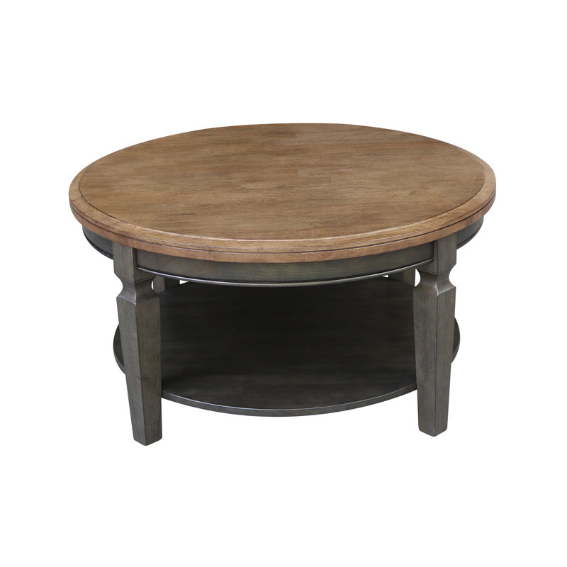 Christos Solid Wood Coffee Table, Hickory/Washed Coal