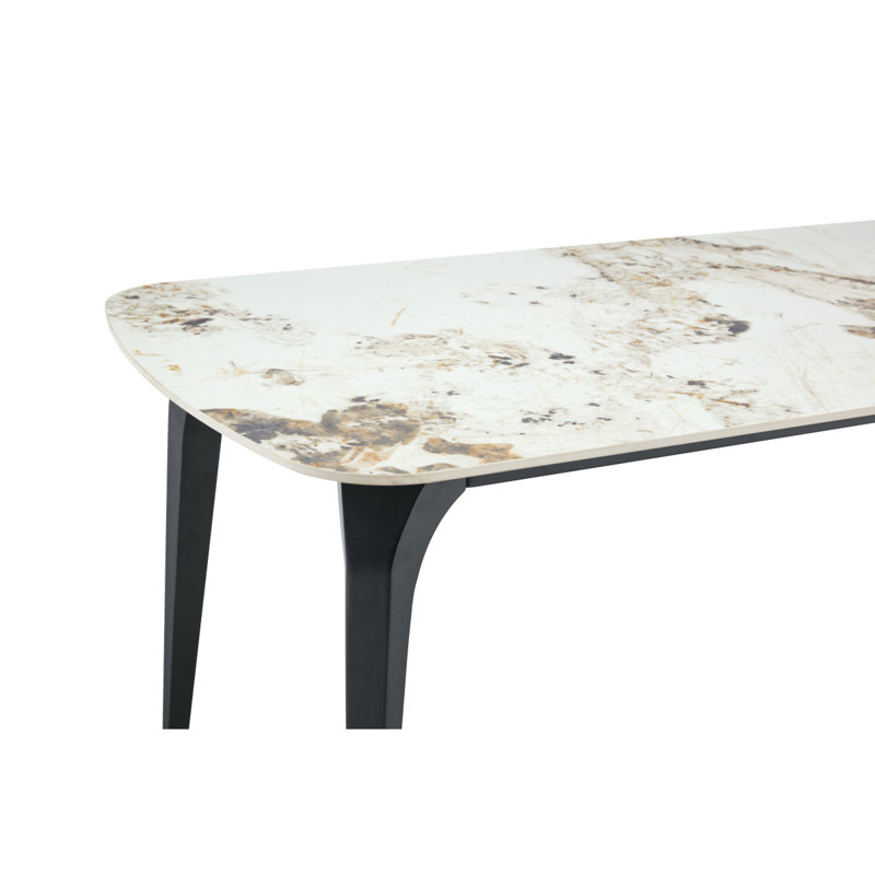 Table de salle à manger rectangulaire Modern, Ivoire / Noir