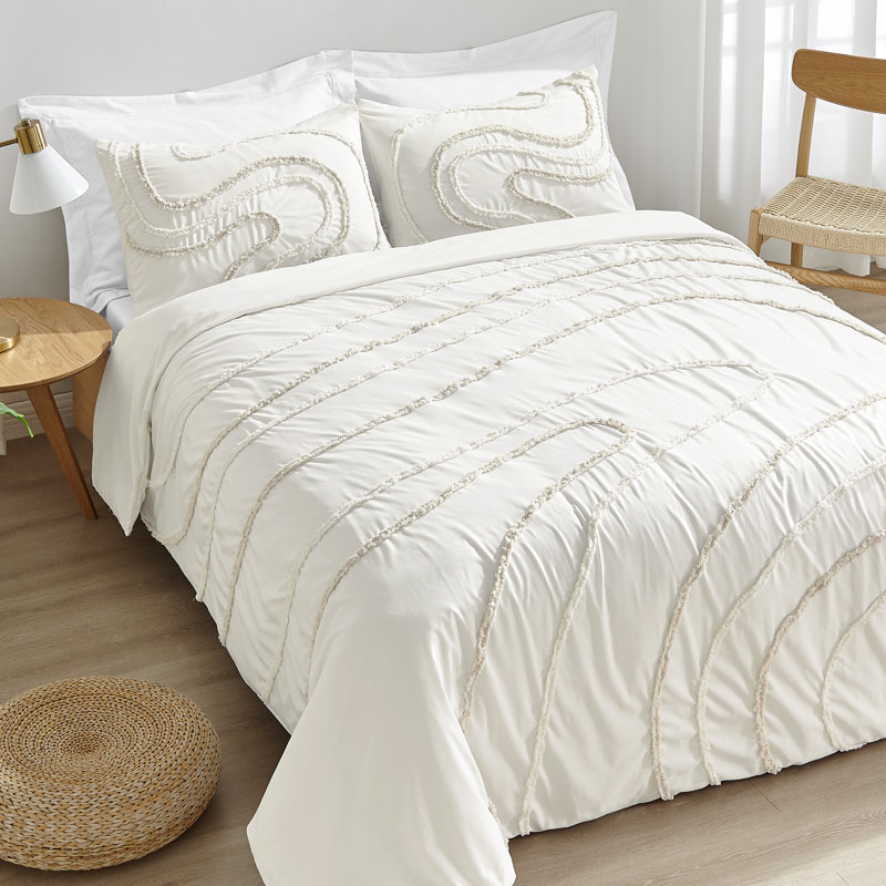 Ensemble de housse de couette en polyester blanc 3 pièces