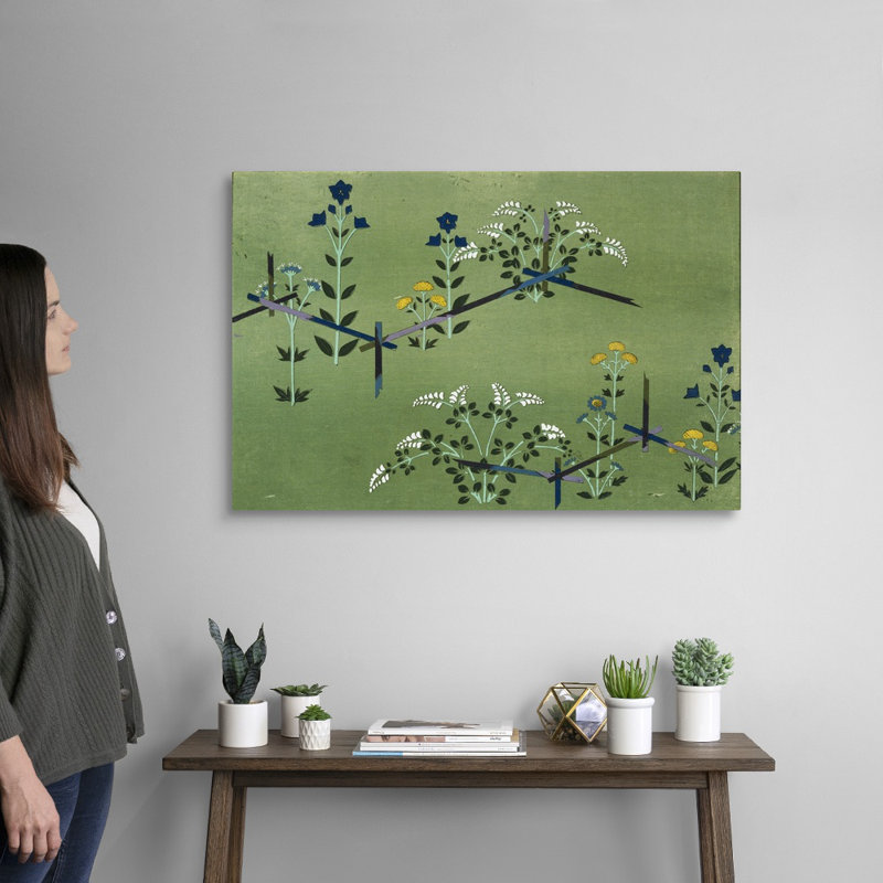 "Autumn Flowers" par Kamisaka sekka-impression d’art graphique sur toile, H 24 po x l 36 po x P 1,25 po, Toile tendue