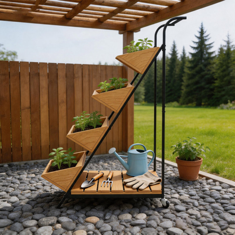 Jardinière verticale en métal avec roues Garden