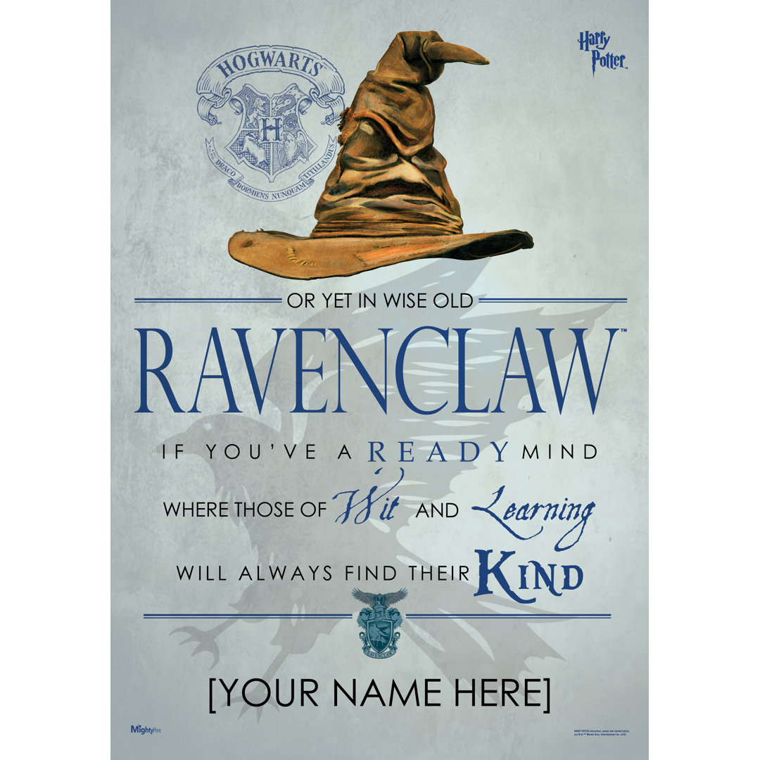 Harry Potter (Sorting Hat Ravenclaw - Personalized)' - Unframed MightyPrint Wall Decor MightyPrint 