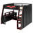 Full Size Wood Loft Bed with Desk, Adjustable Table, Storage Shelves, RGB LED Light, Space-Saving Loft Bed Frame, Red-434342468