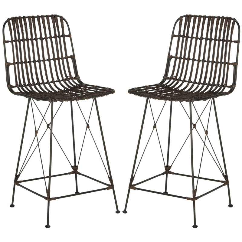 Lisdale Counter Stool with Metal Frame, Croco Brown, Counter Stool (23.62" Seat Height)