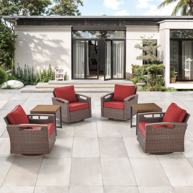 Ensemble de conversation avec chaises d'appoint Arundel, Rouge