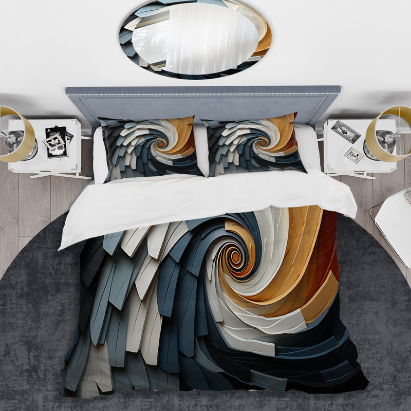 Ensemble de housse de couette en microfibre / polyester à motif géométrique Spiral III Bedding