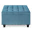 Rangement bleu avec capitonnage et pieds rembourrés