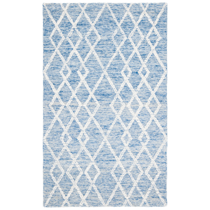 Tapis à motif géométrique en laine et en coton touffeté à la main Gina, Rectangle 3 pi x 5 pi