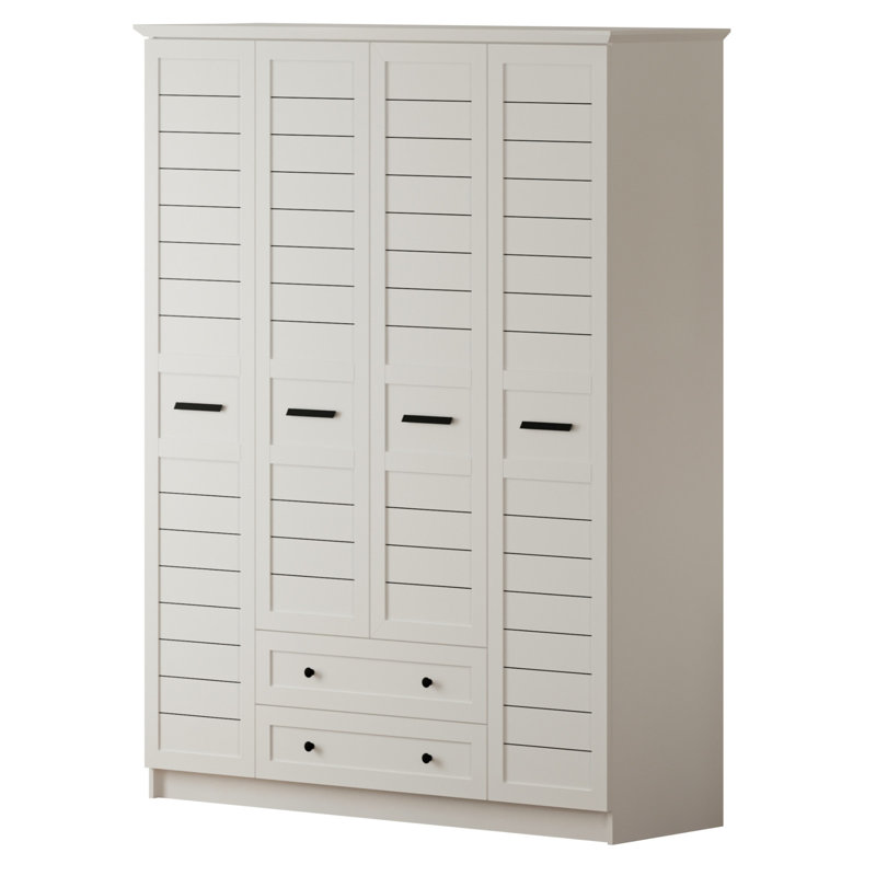 Saucedo 4 Door Manufactured Wood Wardrobe, 210cm H x 140cm W x 52cm D