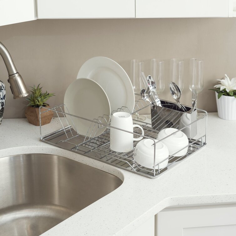 Sweet Home Collection 3-Piece Kitchen Sink Dish Drainer Set- Black 