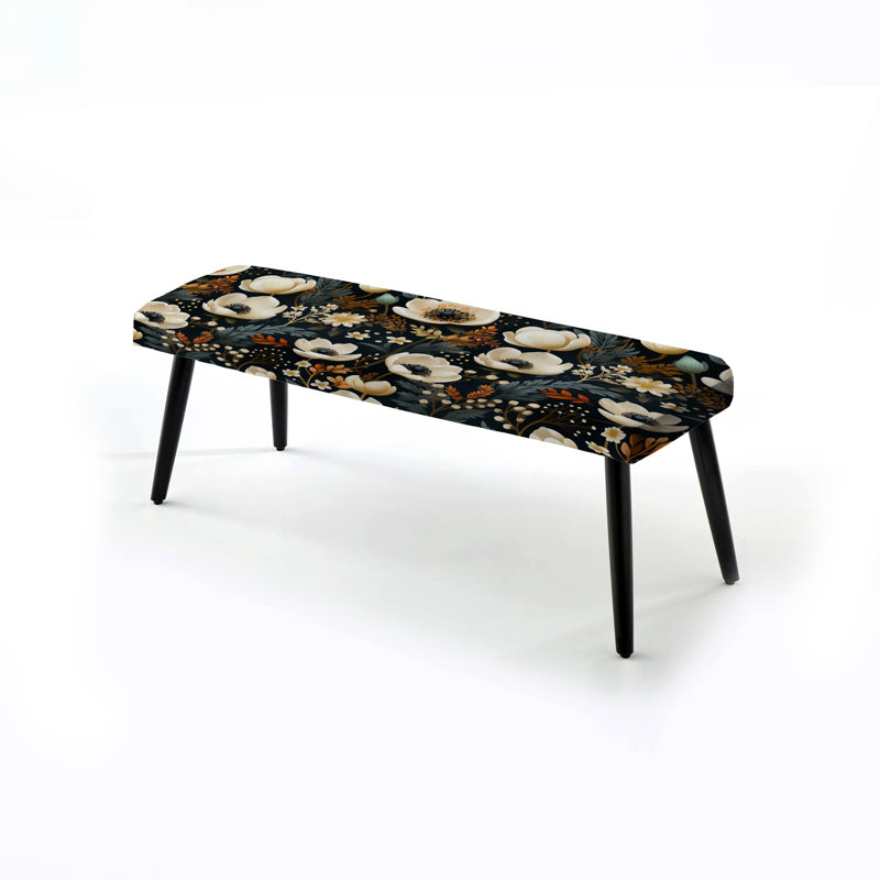 Paradis floral beige classique rétro - Banc rembourré floral noir