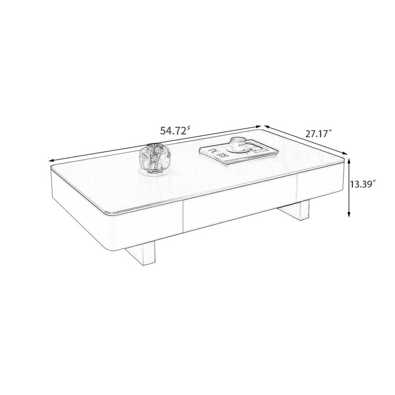 Table basse moderne et simple Rock Plate Living Room Home, H 13,39 po x L 54,72 po x l 27,17 po, Noix / brun