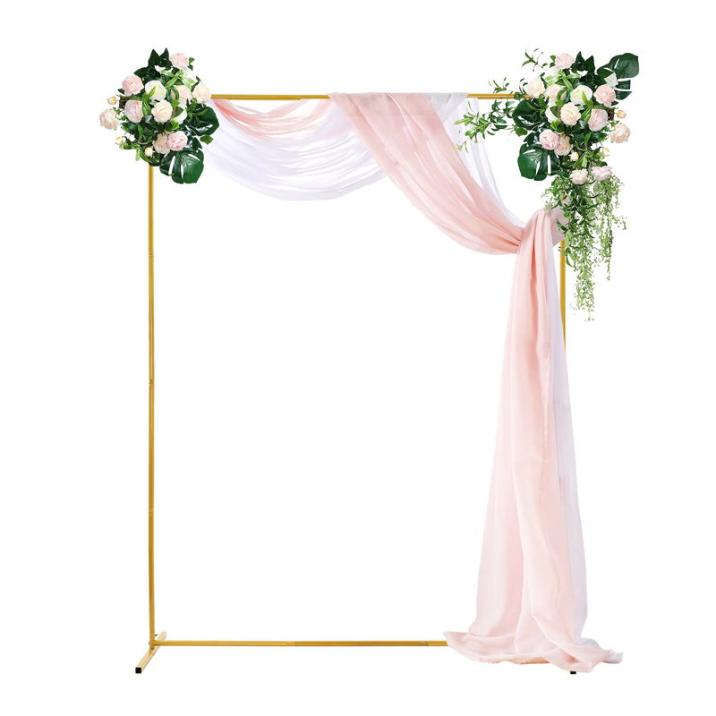 Wedding Backdrop Stands with Covers, Gold/Beige, 78.72" H x 59.04" W x 19.68" D