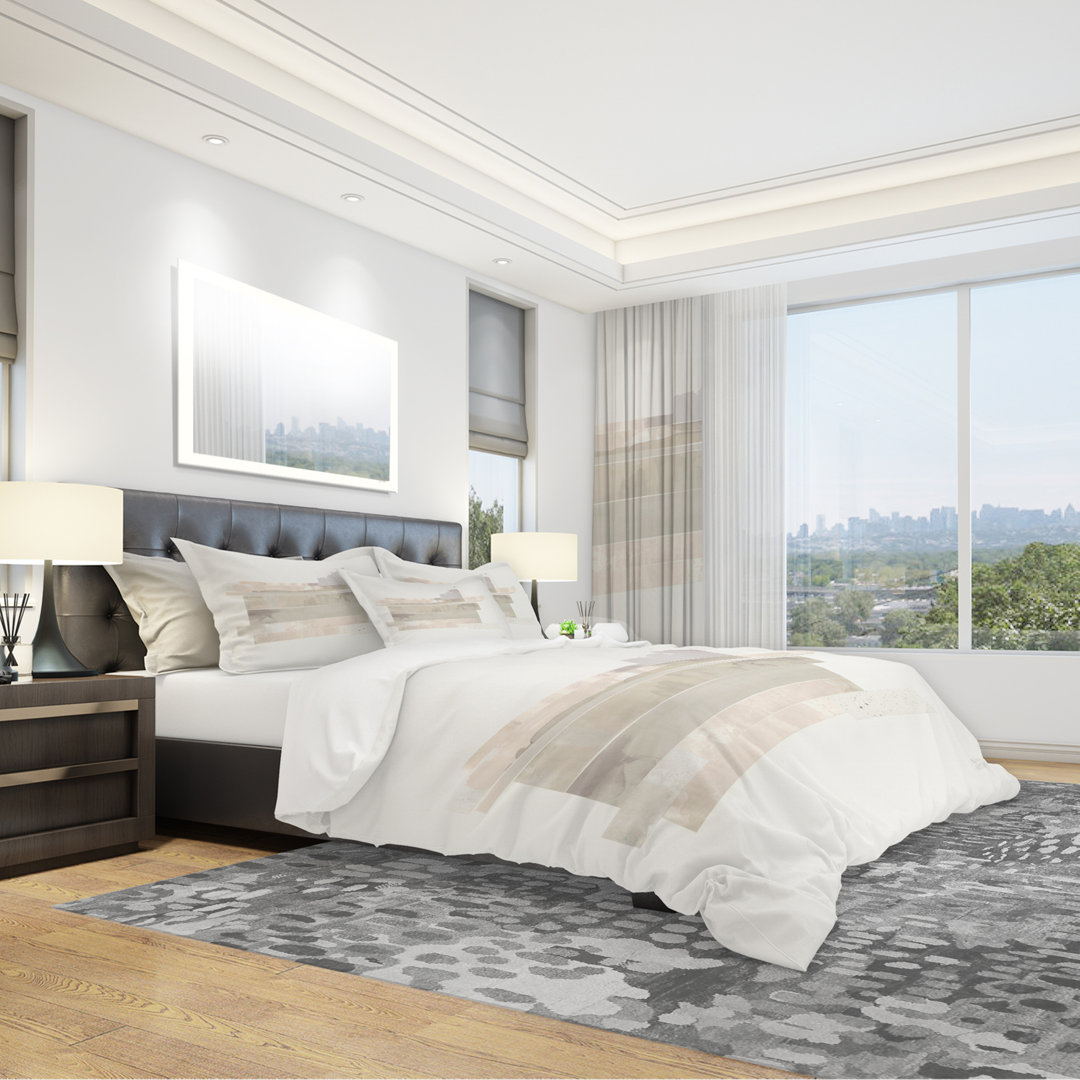 Geometric Neutral Form II - Shabby Elegance Duvet Cover Set - Microfiber Polyester Design Art 