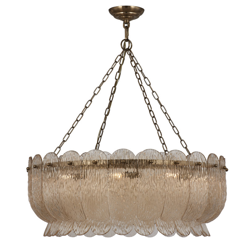 Camellia Winter Brass Chandelier Kalco, 10 Lights, 119" H x 36" W x 36" D