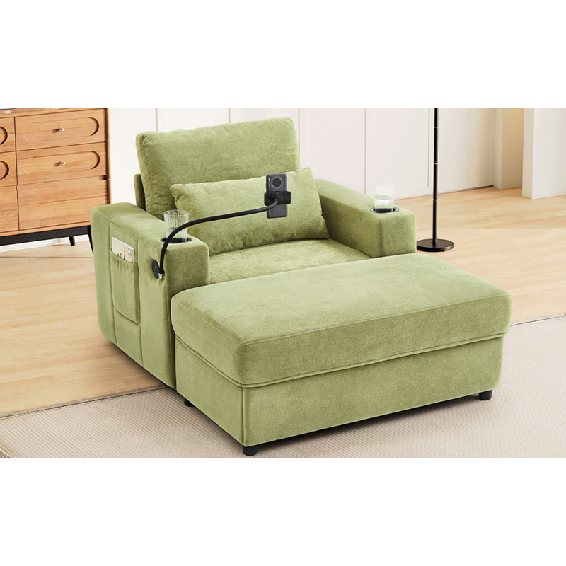 Fauteuil multifonctionnel avec mobile, support de téléphone et charge pour le divertissement dans les petits espaces intégrés - Ports, porte-gobelets, rangement latéral, salons polyvalents
