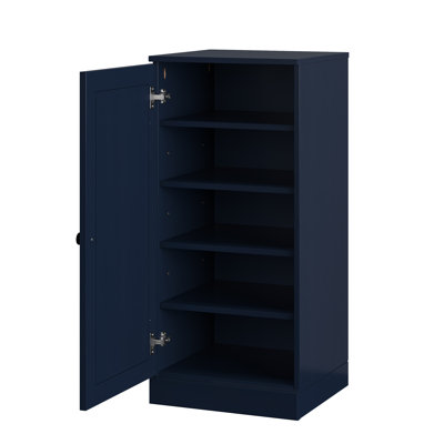 100% Solid Wood Narrow Shoe Storage Cabinet with Raised Panel Door, Adjustable Shelves, Space Saving Stackable Organizer, 16.5" W x 35.75" H