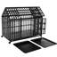 Cage pour chien 52 po en métal robuste pour les grandes races - 4 roulettes verrouillables, finition, 2 plateaux amovibles, entrées avant et toit, processus d'assemblage simple avec structure à roulettes, casseroles en plastique, ouvertures, facile
