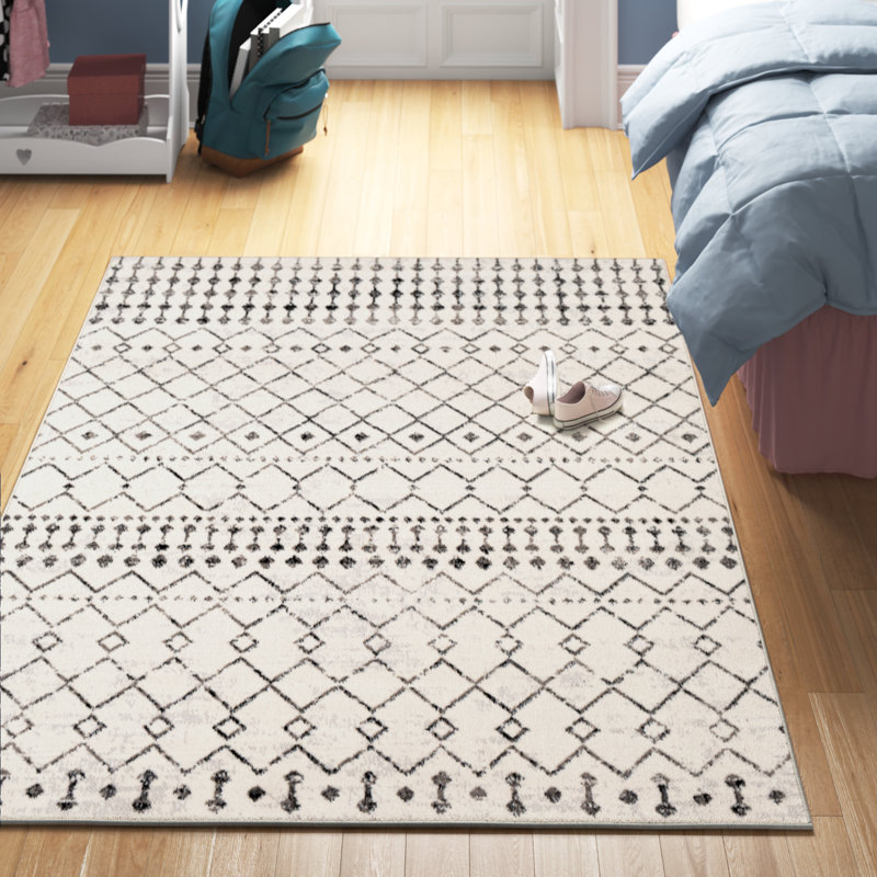 Tapis noir / ivoire Canisha Southwestern, Rectangle 7 pi 10 po x 10 pi