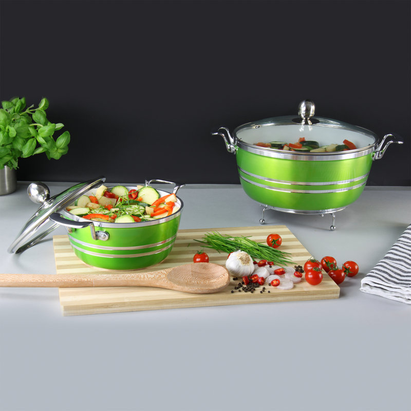 SQ Professional Metallic 5 - Piece Non-Stick Aluminium Cookware Set- Induction Ready, Emerald-Green