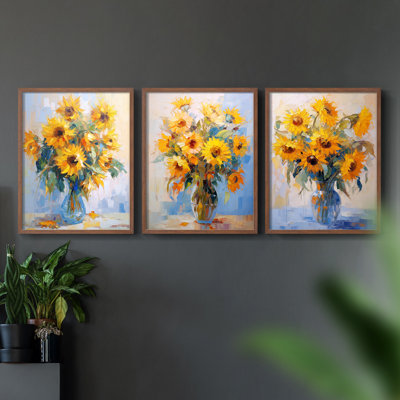 Floral Study  Series  CLVII  -Set Of 3 Framed Giclee Prints -Ready to Hang