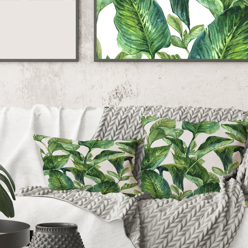 Housse de coussin carré et insert Foliage of Tropical Leaves, 16" x 16"