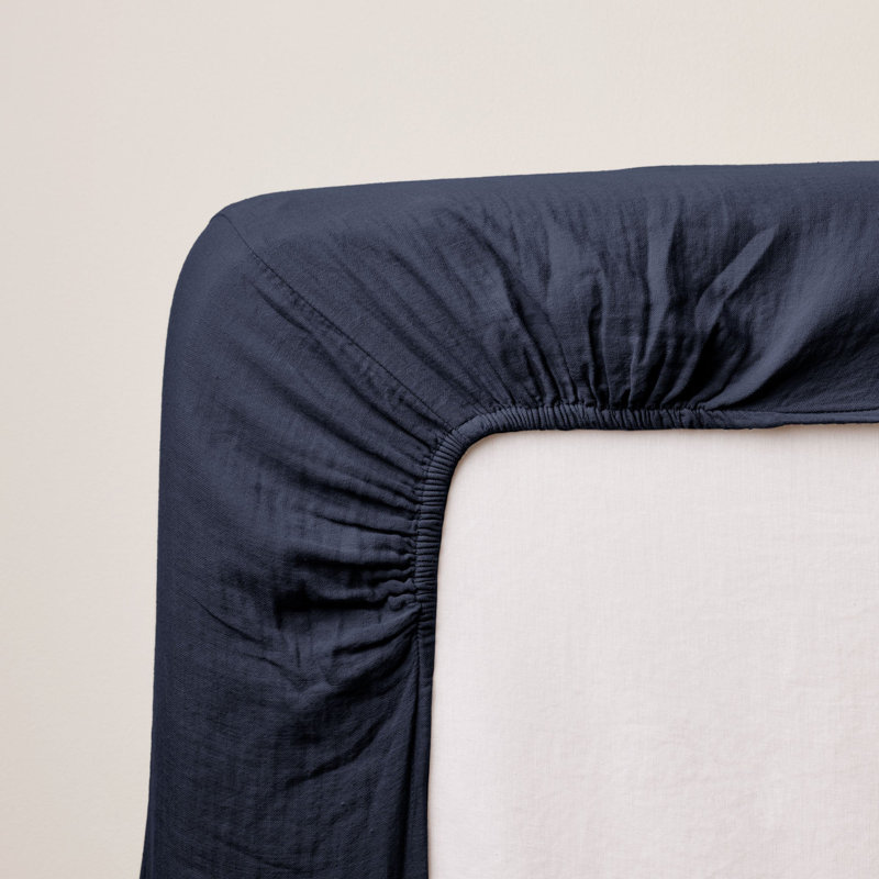 100% Cotton Fitted Sheet, European Double (140 x 200 cm), Navy Blue