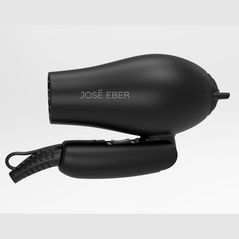 Jose Eber: mini-séchoir à cheveux noir 5,5 po x 5,9 po pliable pour le voyage, conception légère, buse de style, outil pour tous les types de cheveux, 1200 watts