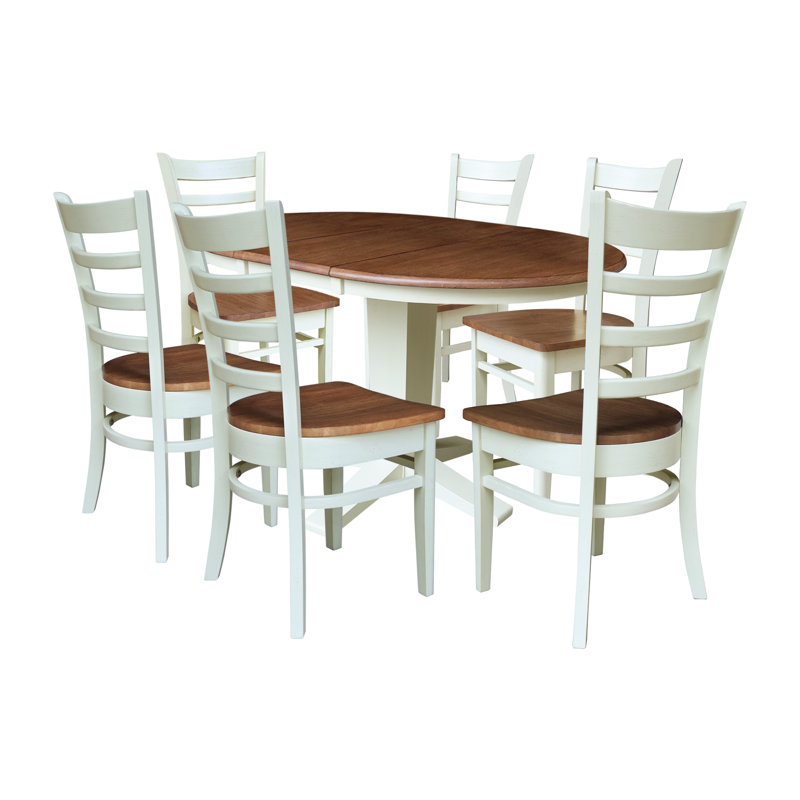 Ensemble de salle à manger extensible Pataconk, Noyer blanc / écorce, 7