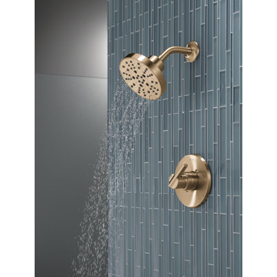 Ensemble de robinet de douche Nicoli 14 Series H2Okinetic, ensemble de pomme de douche et poignées en or brossé, ensemble de garniture de valve, bronze champagne (valve de douche incluse)
