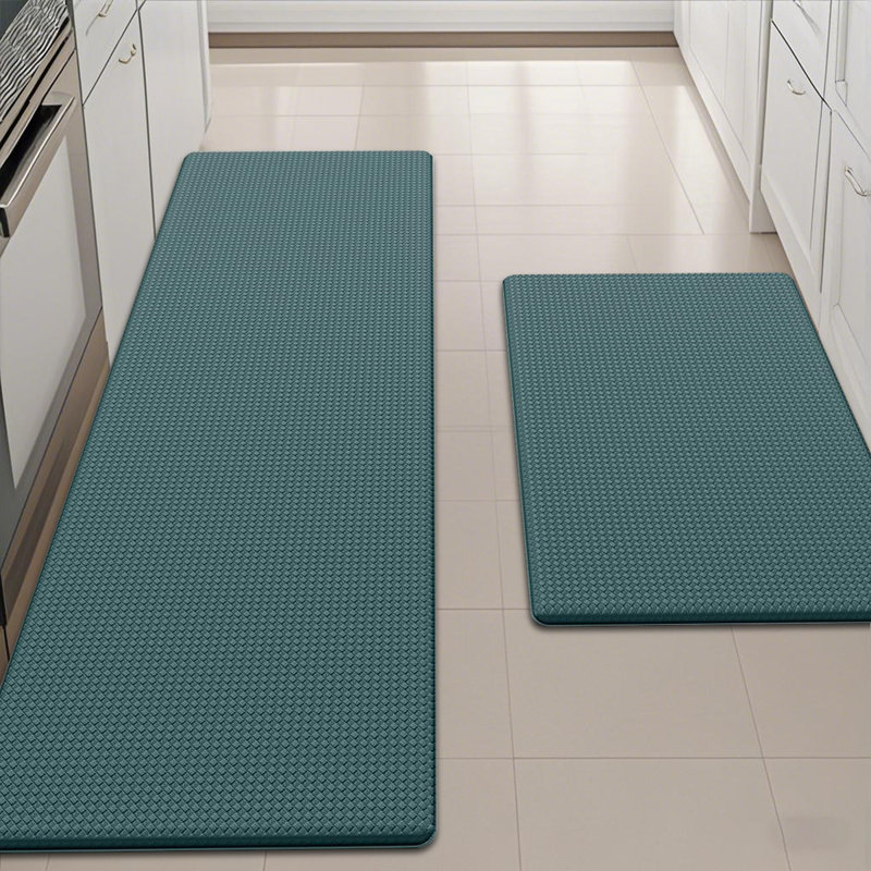 Solid Colour Anti-Fatigue Kitchen Mat, Green