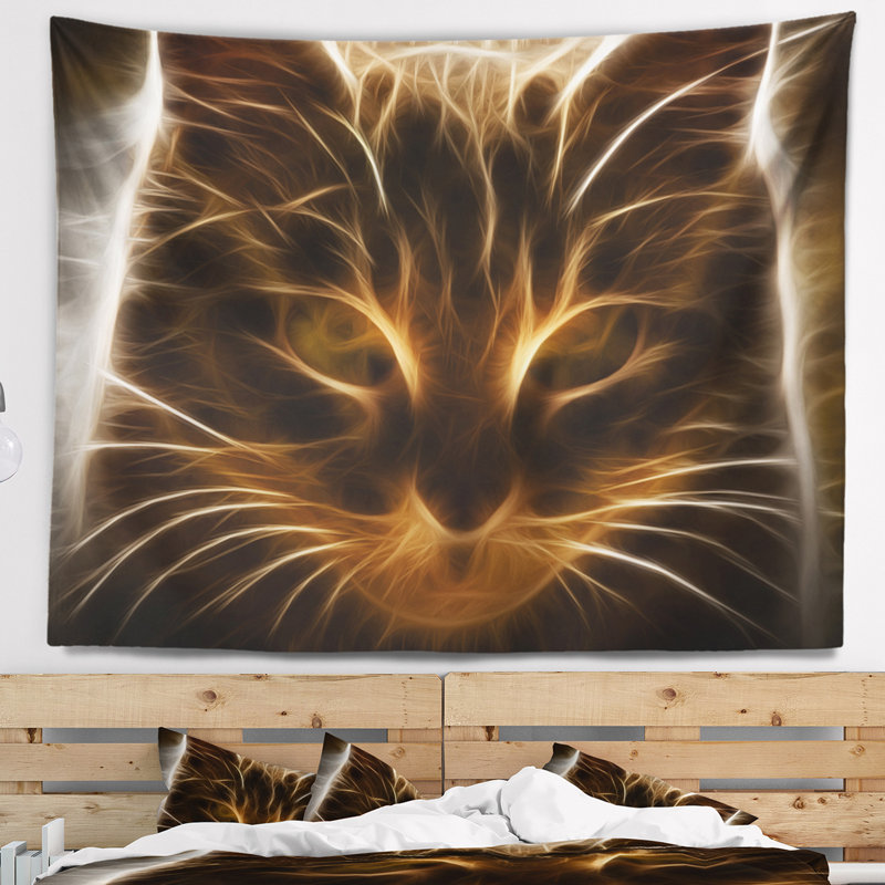 Illustration de chat fractal brillant, H 78 po x l 92 po